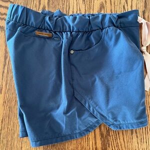 Pearl Izumi Scape Shorts Womens L Blue Pink Drawstring Elastic Waist Pockets EUC